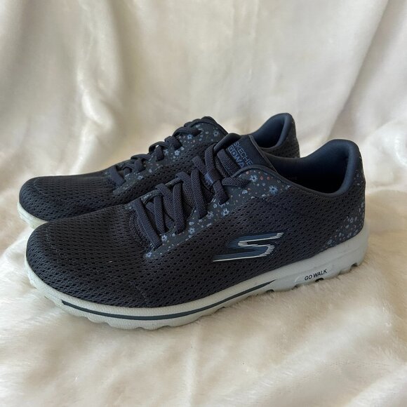 Skechers Goga Mat Slip On Tennis Shoes Womens Size 8.5 Blue Activewear Go Walk - Picture 1 of 6
